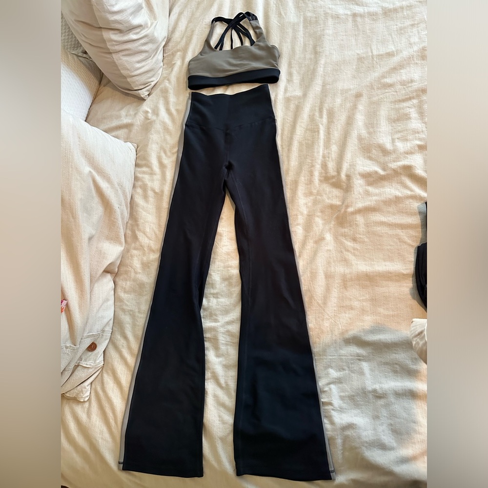 Abercrombie YPB Flare Leggings and Matching Strappy Sports Bra